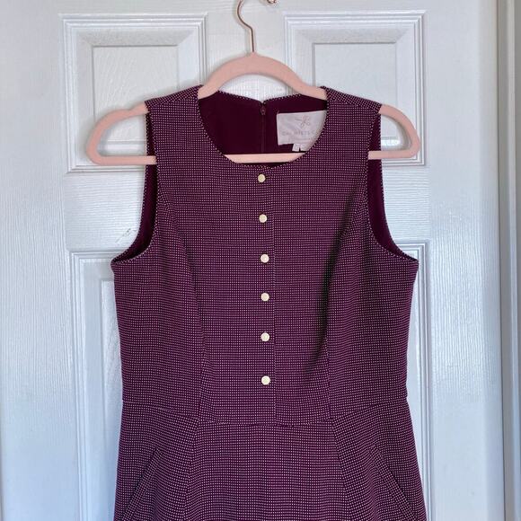 GAL MEETS GLAM Collection Meg Jacquard Dot Dress Wine Red Fit Flare Size 8 Retro - Picture 4 of 9